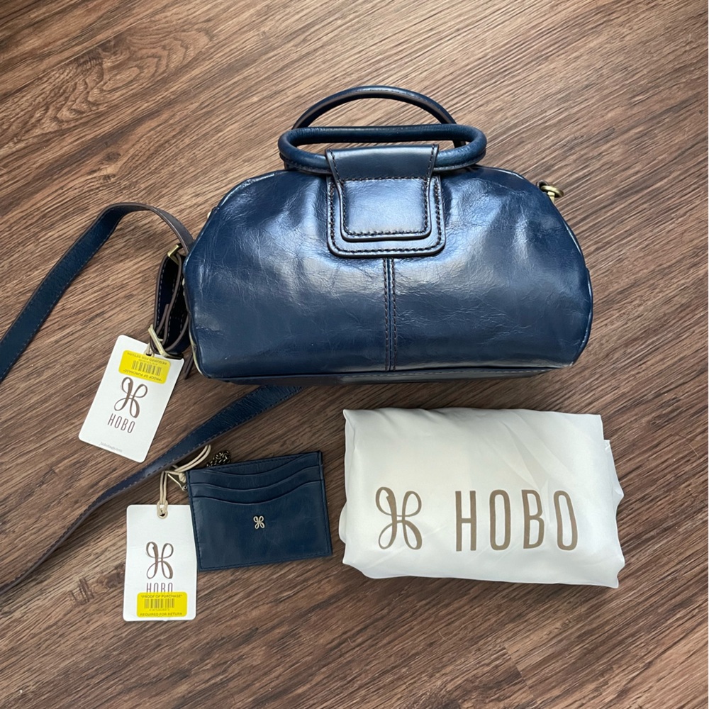 NWT HOBO Small Sheila Denim Color Crossbody Bag & Matching Card Wallet